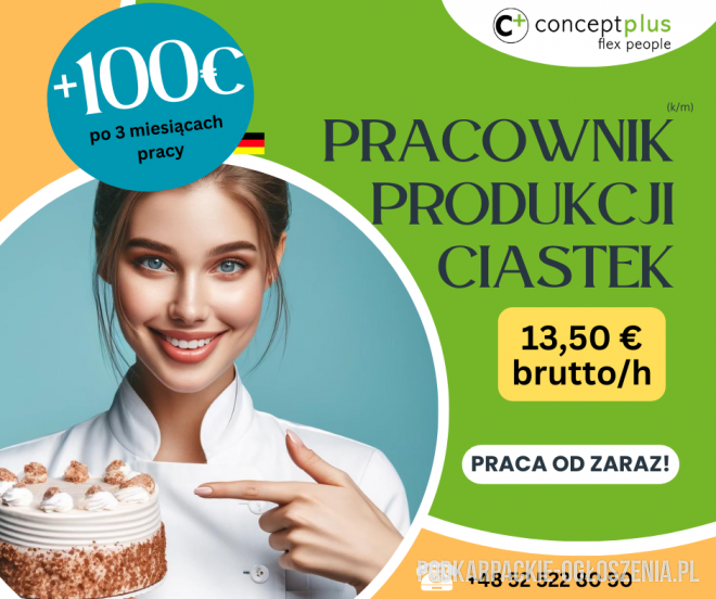 Pracownik produkcji (k/m) - pakowanie ciastek - Niemcy + 100 euro dodatku! - Ogłoszenia Całe Podkarpackie