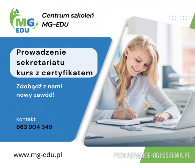 Prowadzenie sekretariatu - kurs z certyfikatem - Ogłoszenia Całe Podkarpackie