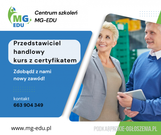 Przedstawiciel handlowy  - kurs z certyfikatem - Ogłoszenia Całe Podkarpackie