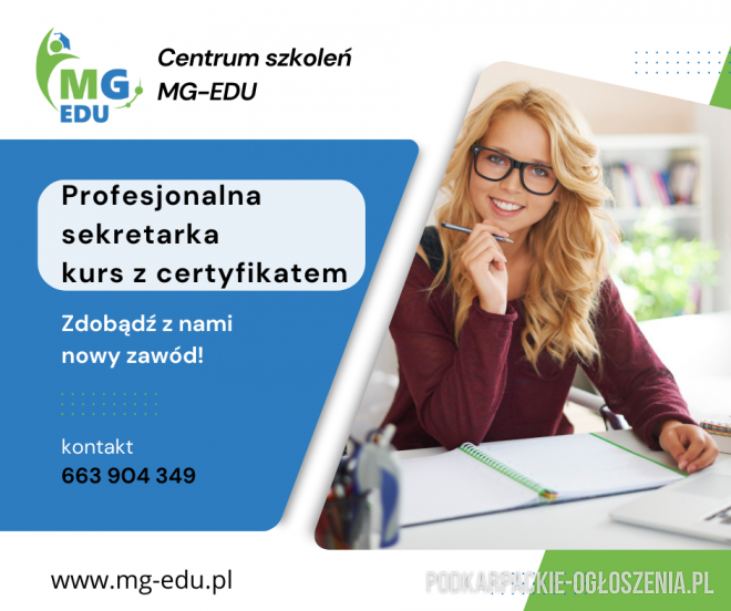 Profesjonalna sekretarka - kurs z certyfikatem - Ogłoszenia Całe Podkarpackie