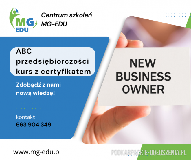 ABC przedsiębiorczości  - kurs z certyfikatem - Ogłoszenia Całe Podkarpackie