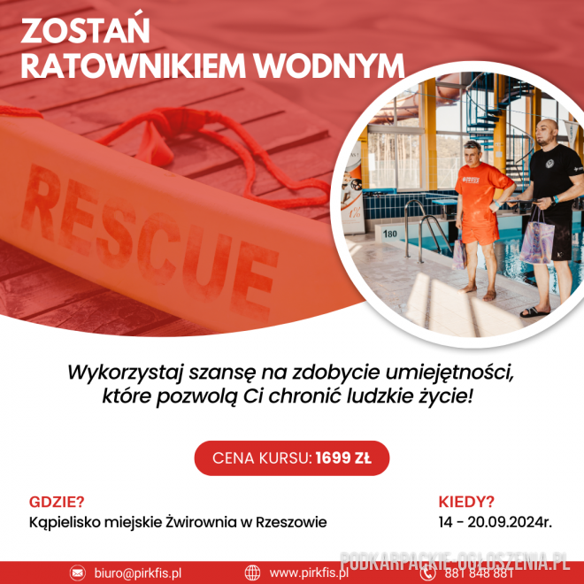 Kurs na ratownika wodnego - Ogłoszenia Całe Podkarpackie