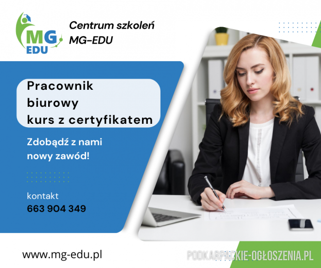 Pracownik biurowy  – kurs z certyfikatem - Ogłoszenia Całe Podkarpackie